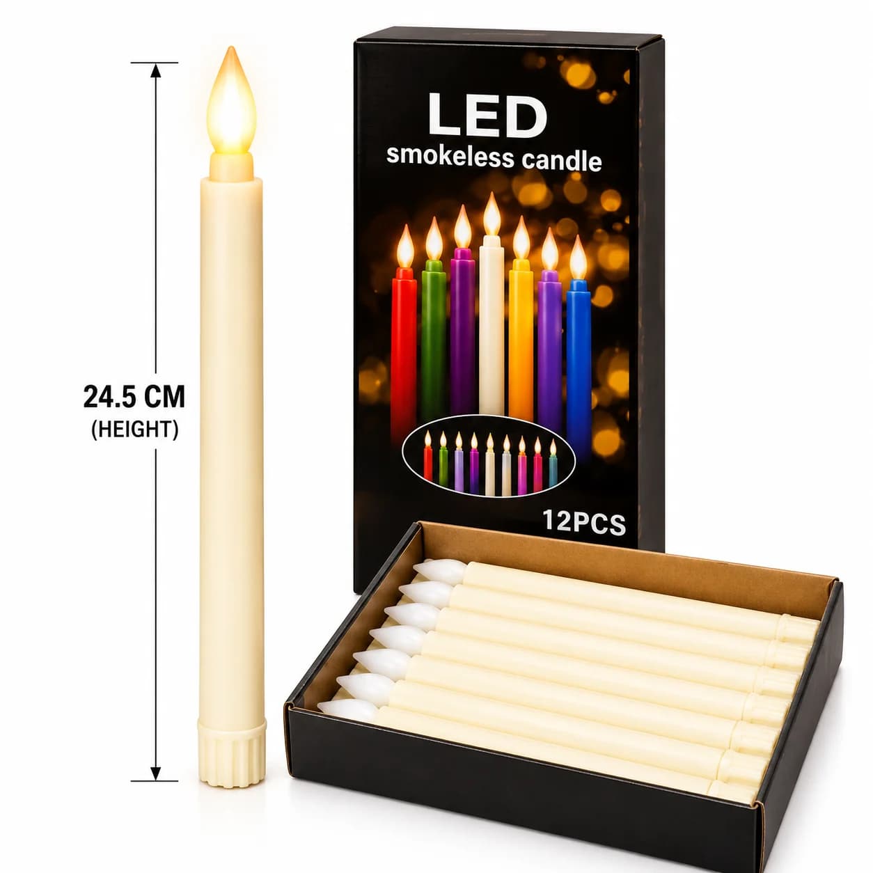 Multicolor Flameless LED Taper Candles Set